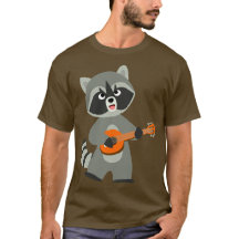 Raccoon Personalizado lindo jugando camiseta banjo