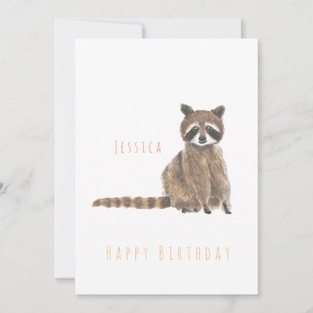 raccoon Tarjeta de felicitación de cumpleaños feli (Anverso)