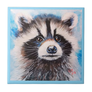 Raccoon Teja de cerámica decorativa