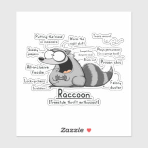 Raccoon Wordy Art Vinyl Pegatina