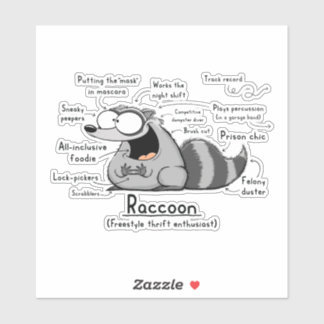 Raccoon Wordy Art Vinyl Pegatina