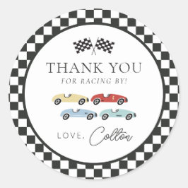 Race Car Birday Gracias Pegatinas