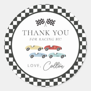 Race Car Birday Gracias Pegatinas