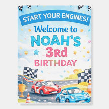 Race Car Birthday Welcome Sign | Custom Name board