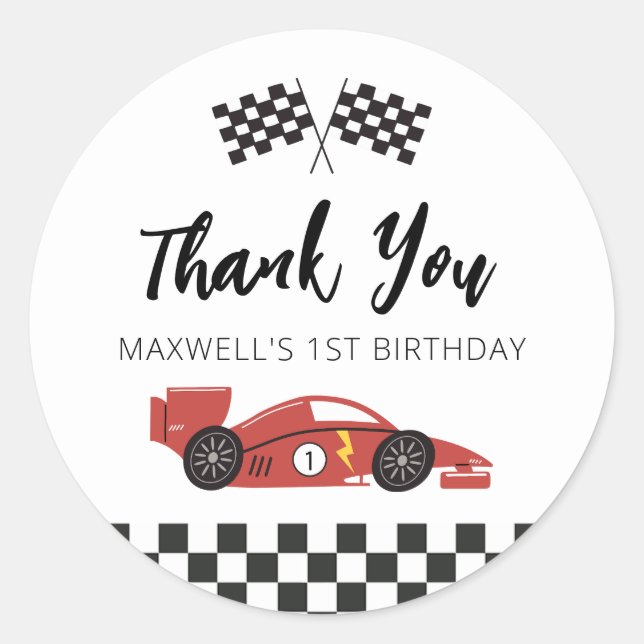 Race Car Gracias Pegatina (Anverso)