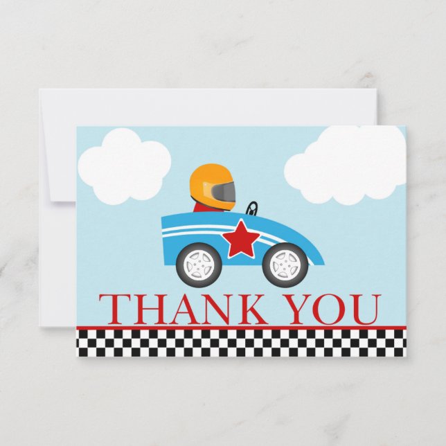 Race Car Gracias tarjetas de notas (Anverso)