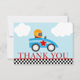Race Car Gracias tarjetas de notas