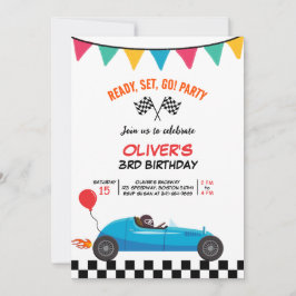 Race Car Kids Birday Fiesta Tarjeta plana de salud
