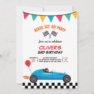 Race Car Kids Birday Fiesta Tarjeta plana de salud