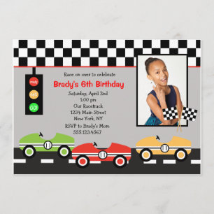 Race Car Racecar Brithday Birthday Invitación 2