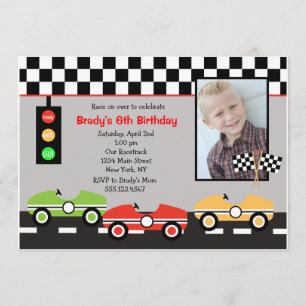 Race Car Racecar Brithday Boys Invitación al cumpl