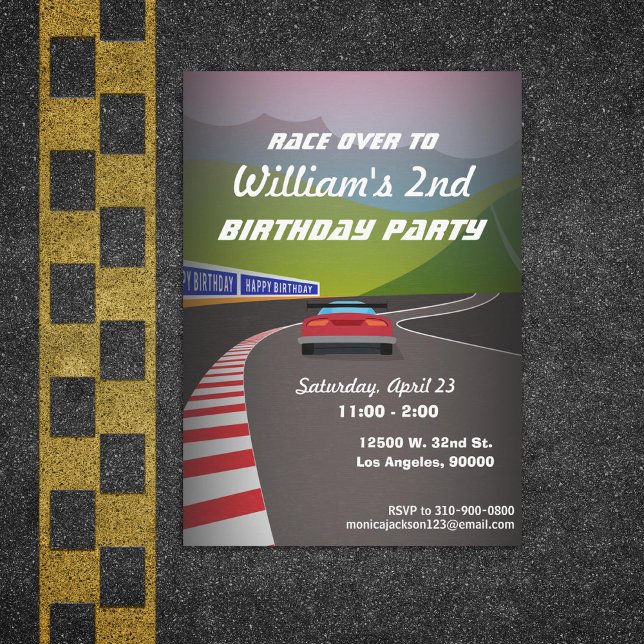 Race Track Race Car Kids Invitación de fiesta de c (Subido por el creador)