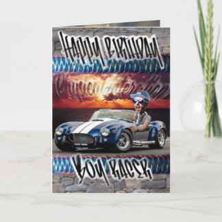 Racer de niño con tarjeta de cumpleaños