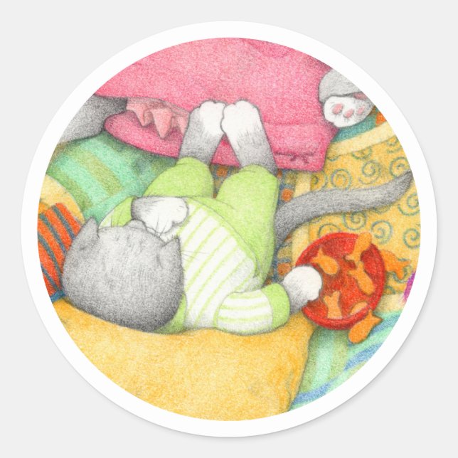 RACKERS DE PESCADO DE ORO KITTY Pegatinas redondos (Anverso)