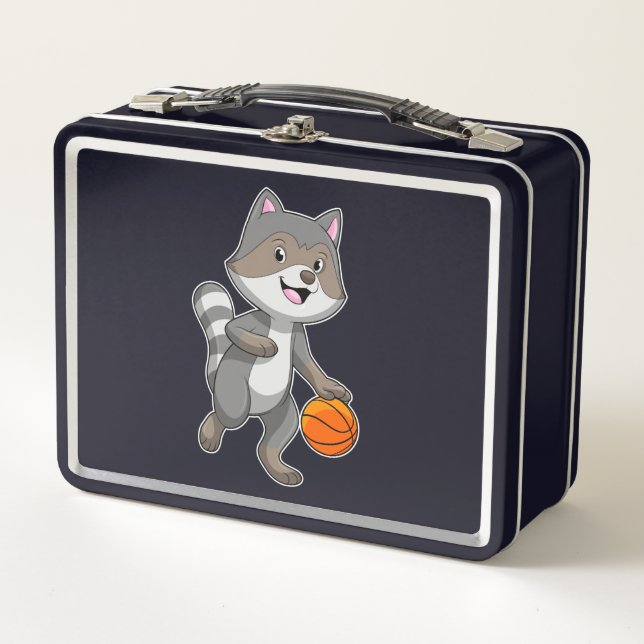 Racoon como jugador de baloncesto con baloncesto (Anverso)