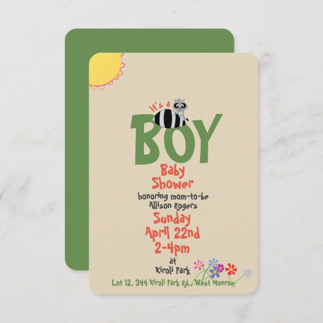 Racoon con Squirrel Boy Baby Shower Invitaciones (Anverso / Reverso)