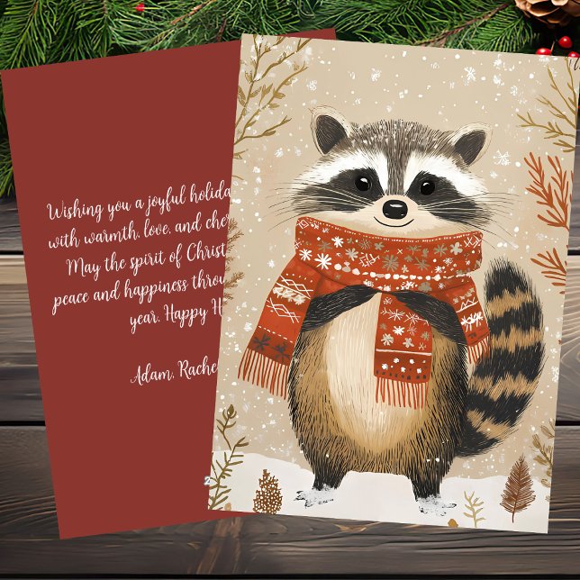 Racoon de tarjetas de felicitación para Navidades  (Subido por el creador)
