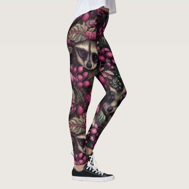 Racoones en las leggings de frambuesa - Cute (Derecha)