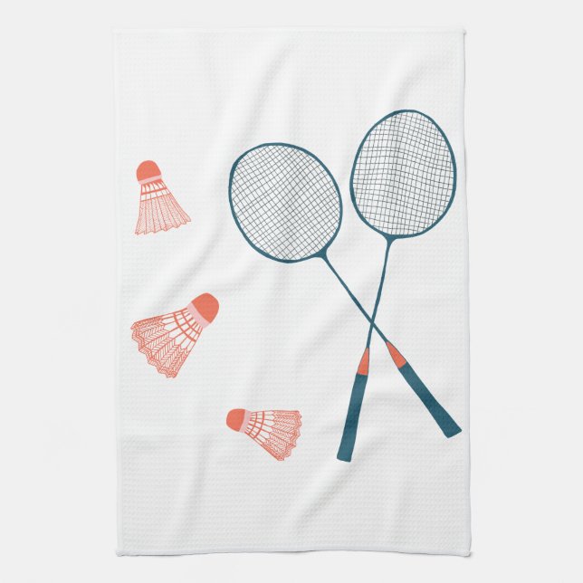 Racquet de bádminton y toalla de cocina de pajarit (Vertical)