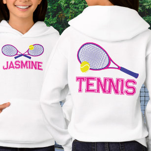 Racquet de tenis y personalizado gráfico azul rosa