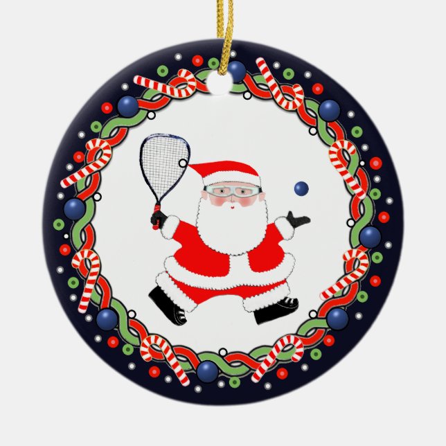 Racquetball Regalo de vacaciones Ornamento cerámic (Frente)