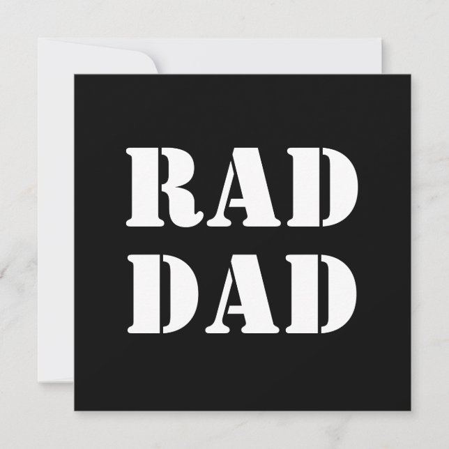 Rad Dad tarjeta fresca de tipografía moderna en bl (Anverso)