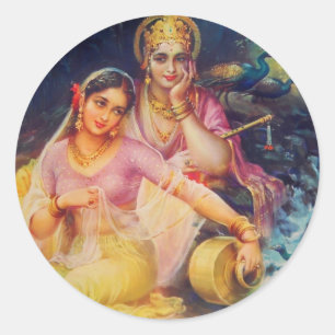 Radha y Krishna pegatina