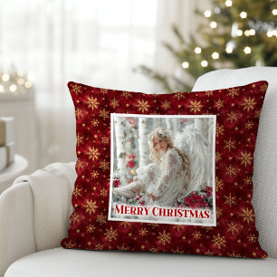 Radiant Angel Poinsettia Almohada de Navidad Regal