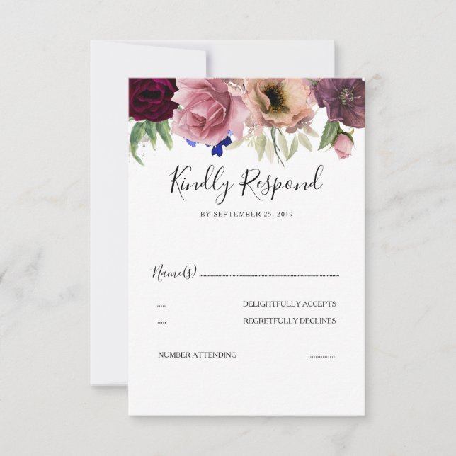 Radiant Bloom Elegant Floral Wedding RSVP (Anverso)