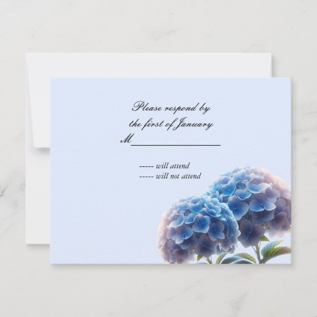 Radiant Elegance Blue Hydrangea Wedding RSVP (Anverso)
