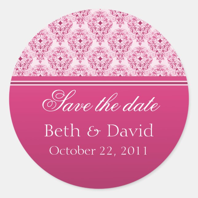 Radiant Glam Damask Save the Date Pegatinas (Anverso)