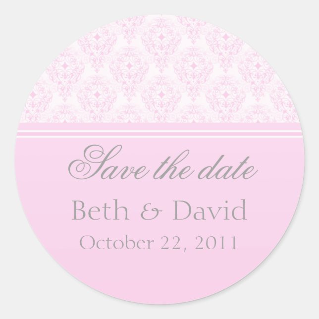 Radiant Glam Damask Save the Date Pegatinas (Anverso)