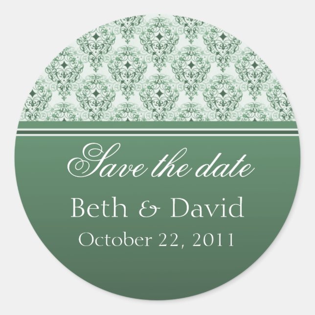 Radiant Glam Damask Save the Date Pegatinas (Anverso)