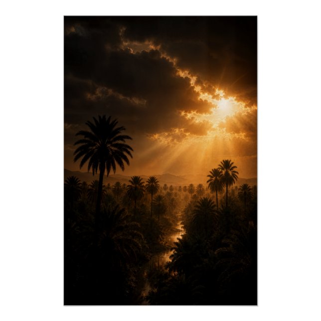 Radiant Palm Grove Chiaroscuro Poster (Anverso)