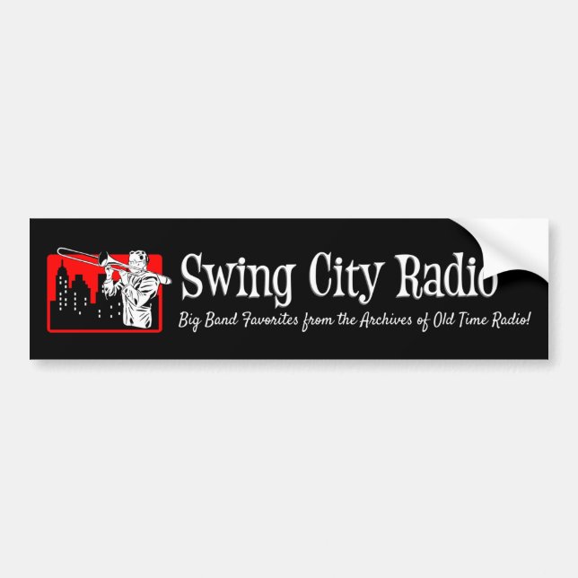 Radio de la ciudad de Swing - Pegatina del paracho (Frente)