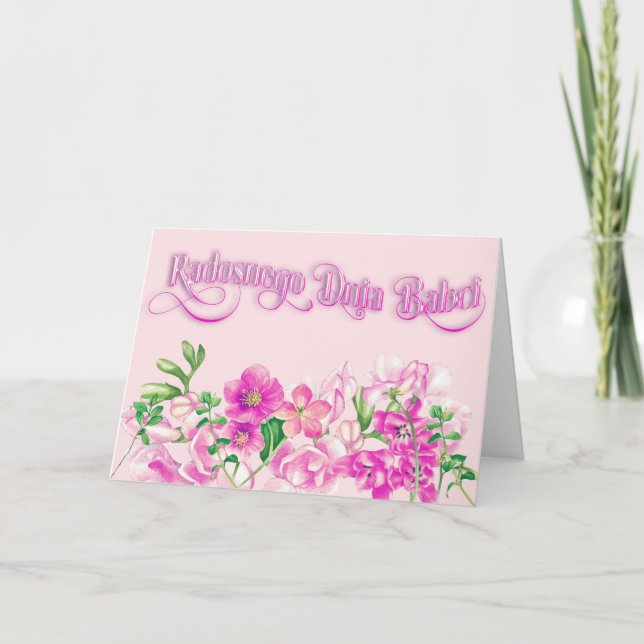 Radosnego Dnia Babci - Tarjeta del Día de la Madre (Anverso)