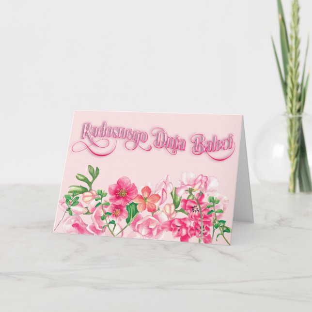 Radosnego Dnia Babci - Tarjeta del Día de la Madre (Anverso)