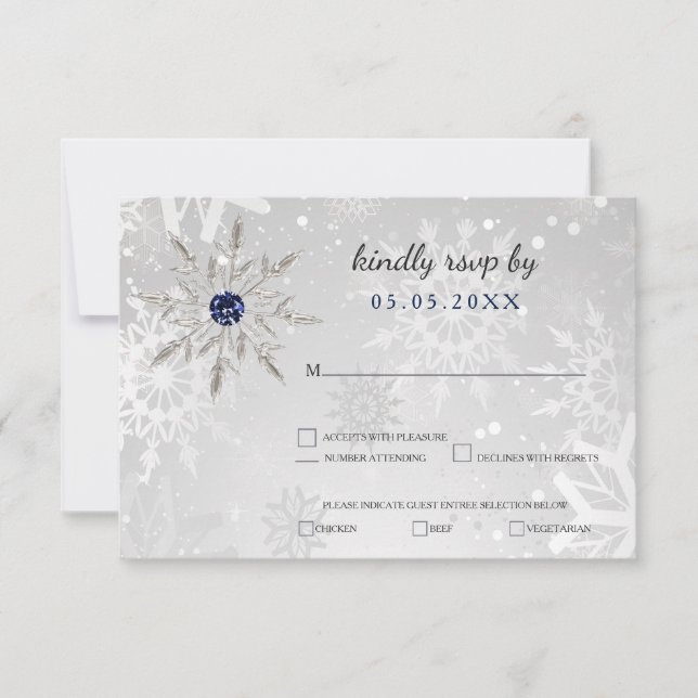 ráfagas de nieve de la marina de plata rsvp boda d (Anverso)
