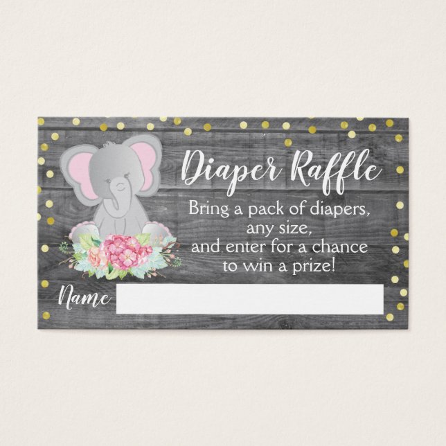 Raffle Raffle Baby Shower, un elefante rosa ruso (Frente)