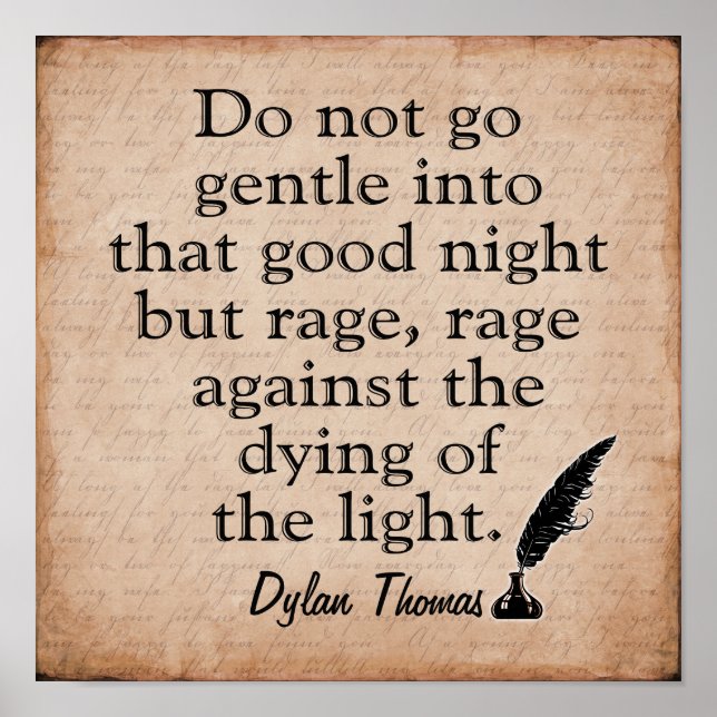 Rage de ira — Impresión artística de Dylan Thomas (Frente)