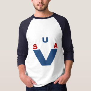 Raglan macho blanco U camiseta USA VICTORY
