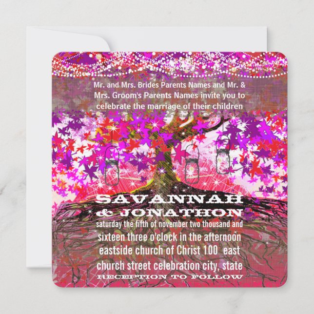 Raíces de amor Invitación a la boda romántica de r (Anverso)