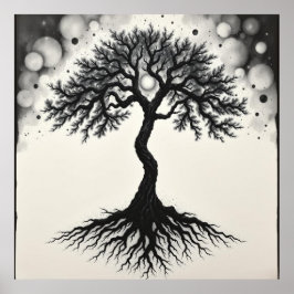 Raíces de serenidad: Árbol de vida Arte de carbón