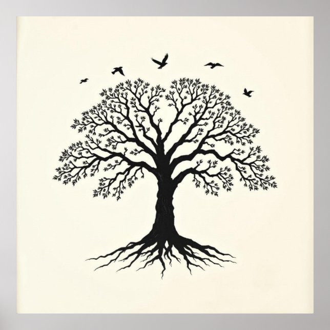 Raíces de serenidad: Árbol de vida Arte de carbón  (Frente)