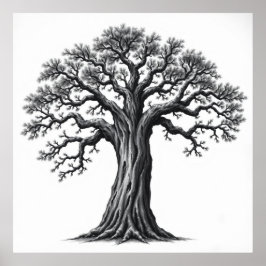 Raíces de serenidad: Árbol de vida Arte de carbón