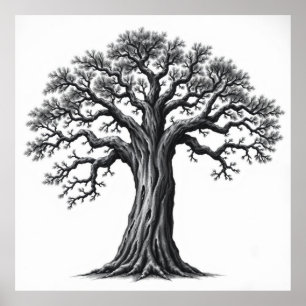 Raíces de serenidad: Árbol de vida Arte de carbón 