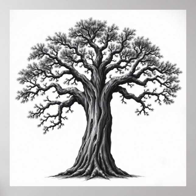 Raíces de serenidad: Árbol de vida Arte de carbón  (Frente)