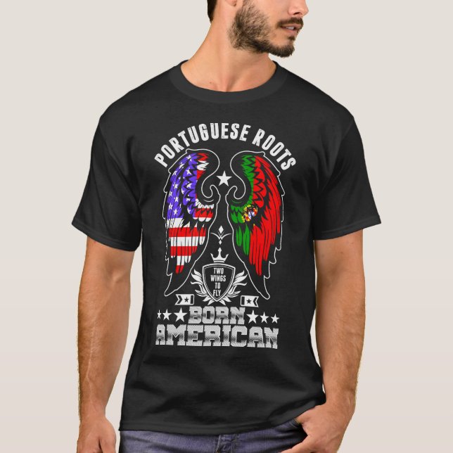Raíces portuguesas nacen camiseta estadounidense (Anverso)