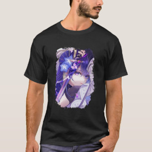 Raiden Shogun Genshin Arte 05 Camiseta oscura bá