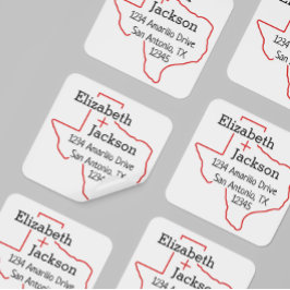 Raider Red Texas Silhouette Etiqueta de dirección 